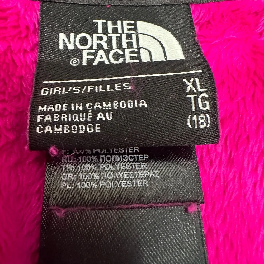 The North Face  Pink‎ Fuzzy Fleece Hooded Zipper Jacket Girls Size  XL 18